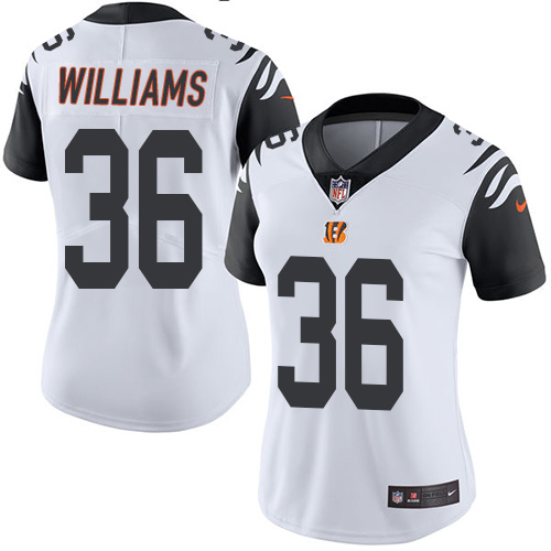 Women's Limited Shawn Williams Nike Jersey White - #36 Rush NFL Cincinnati Bengals